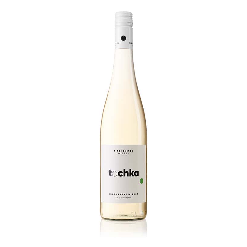 Elegant Vrachanski Misket wine from Tipchenitza Winery, showcasing Bulgarian white wine craftsmanshi.