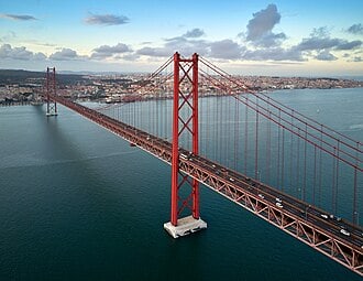 Iconic Golden Gate Bridge spanning San Francisco Bay at sunset.
